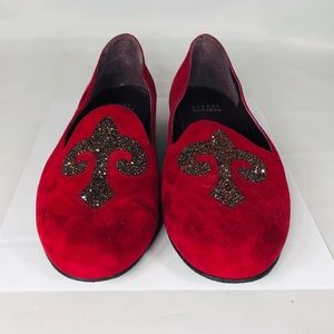 Stuart Weitzman red suede loafers